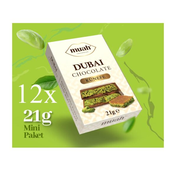 Dubai Chocolate Muah | The Viral Pistachio Knafeh Chocolate | Pistachio Filling and Kadayif | Made with Belgian Chocolate (12 x 21 g, Pistachio)